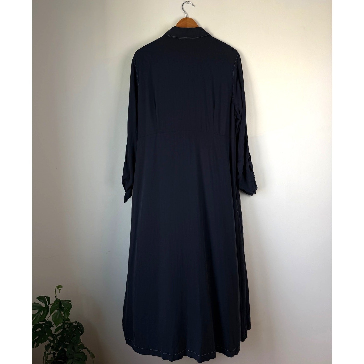 J. Jill Navy Button Down Maxi Shirt Dress Capsule Everyday Modern Minimalist XL