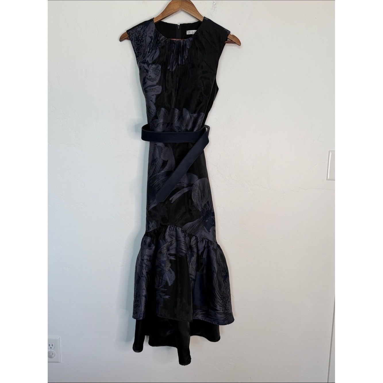 Kay Unger Beatrix Floral Jacquard Tea Length Midi Dress Belted Size 6 NWOT