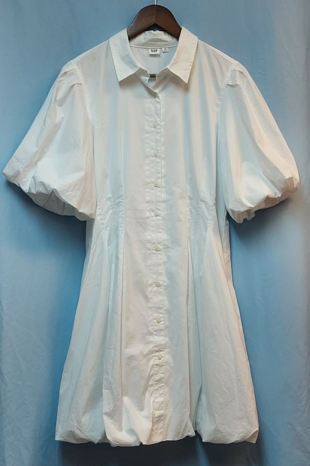 NWT Gap Bubble Hem Mini Shirtdress, Size M, White, Beachy Party Wedding Preppy