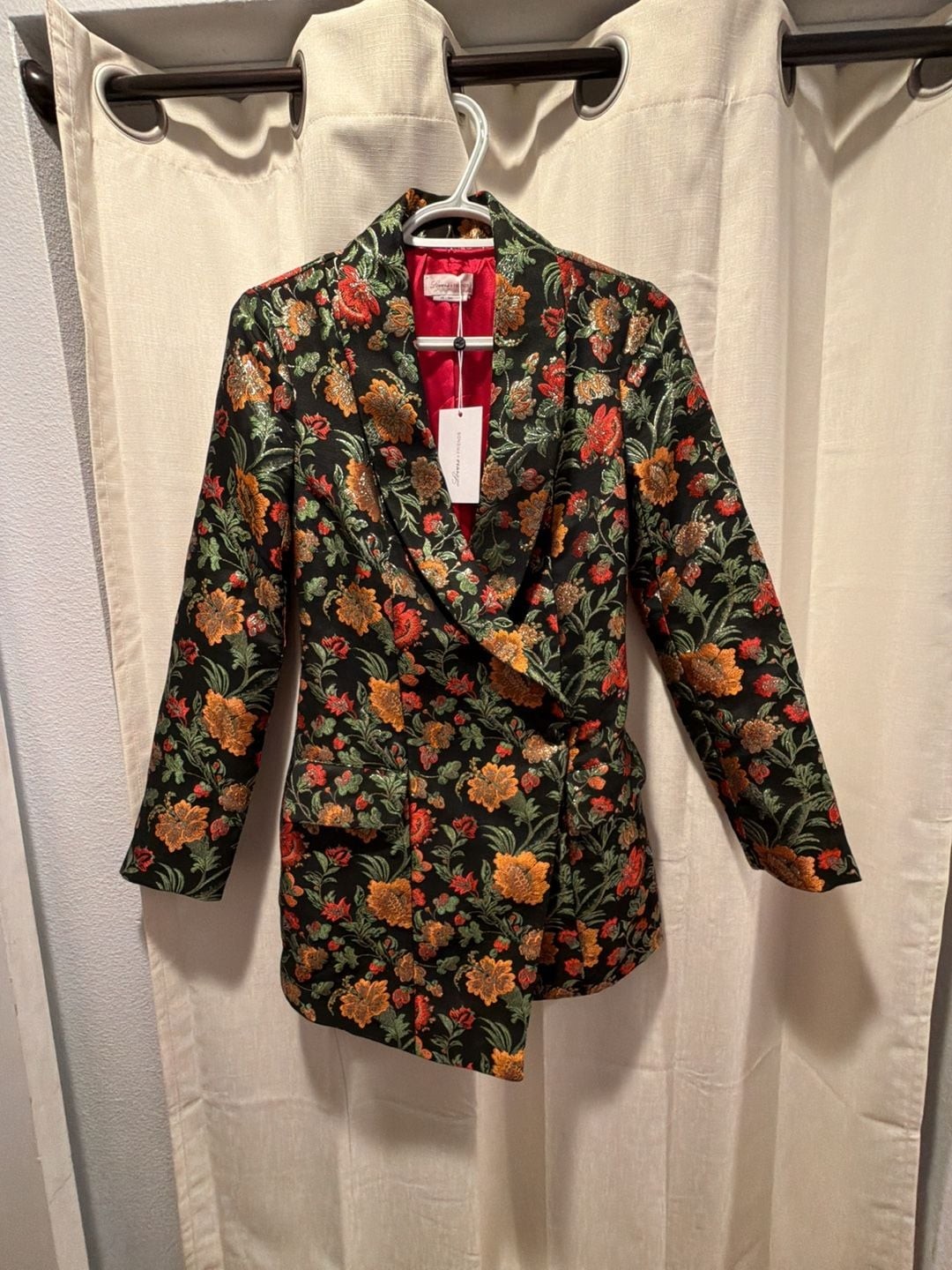 Lovers + Friends Ally Black Floral Brocade Blazer Mini Dress