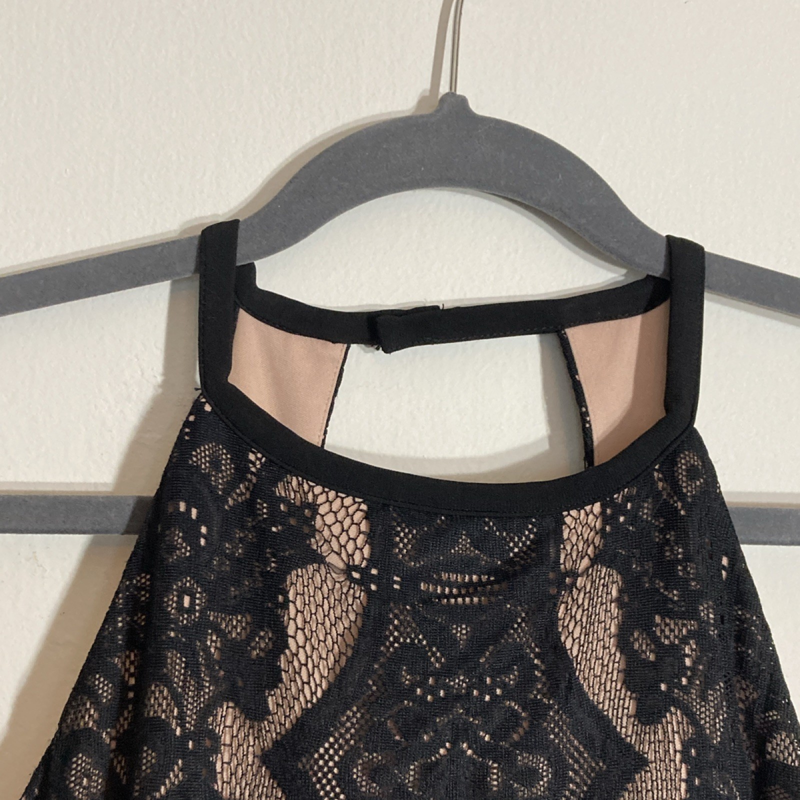Morgan & Co Womens Black Floral Lace Halter Lined Maxi Dress Size 14
