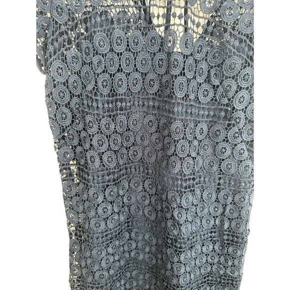 Loft Outlet Navy Blue Crochet Lace Medallion Shift Dress Size 4 Tie Back Zip