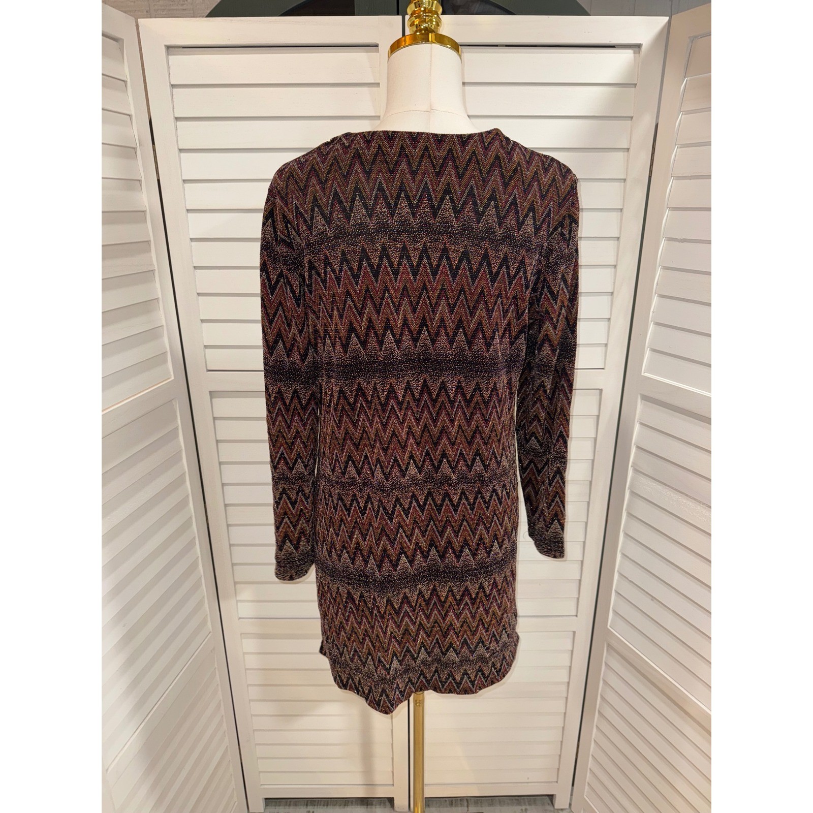 Rabbit Designs Cardigan Womens Multi Metallic Chevron Zigzag Vintage 14M