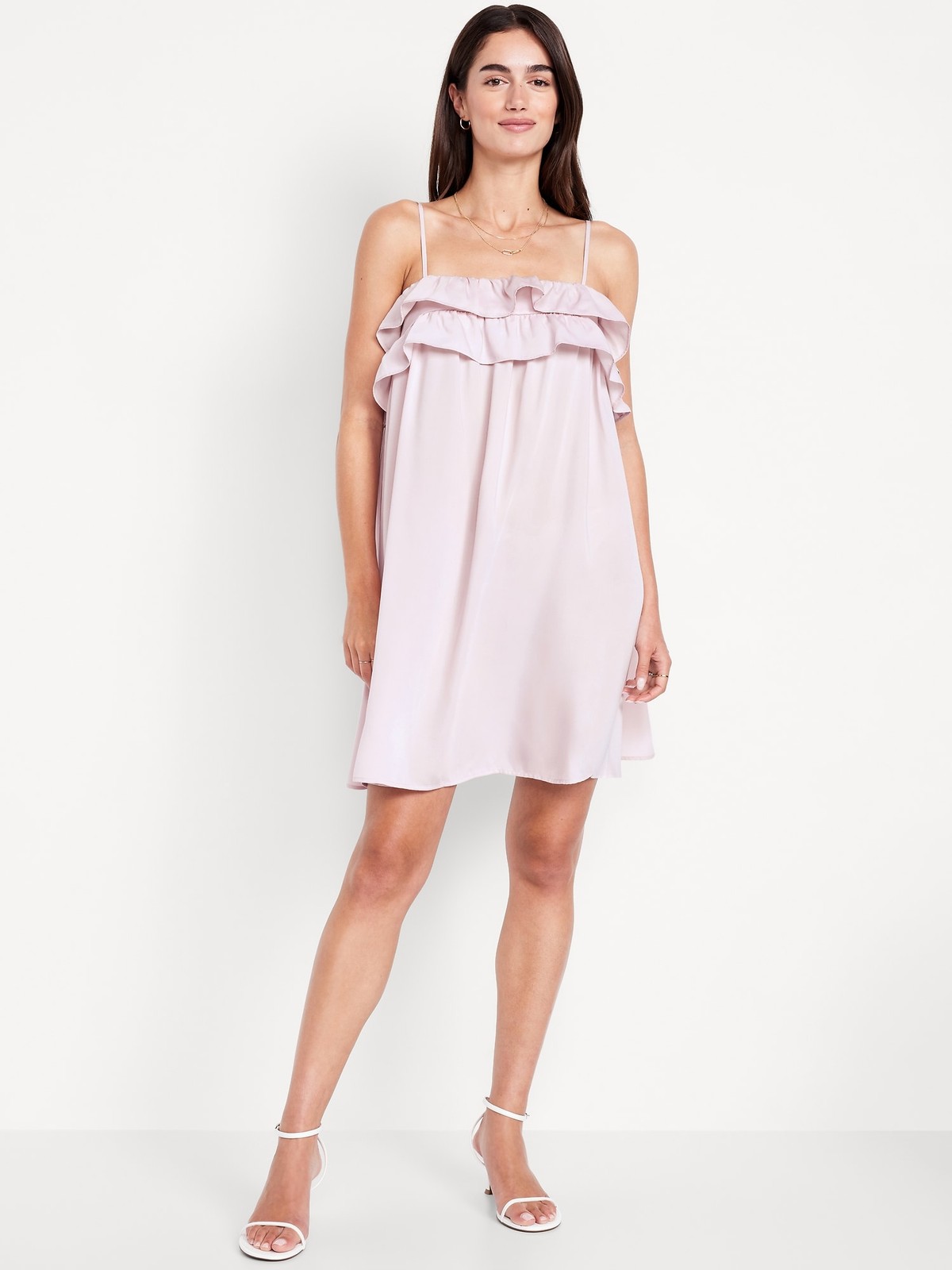OLD NAVY ~ New NWT XS S M L XL XXL ~ LILAC MIST Ruffle-Trim Satin Mini Dress b54
