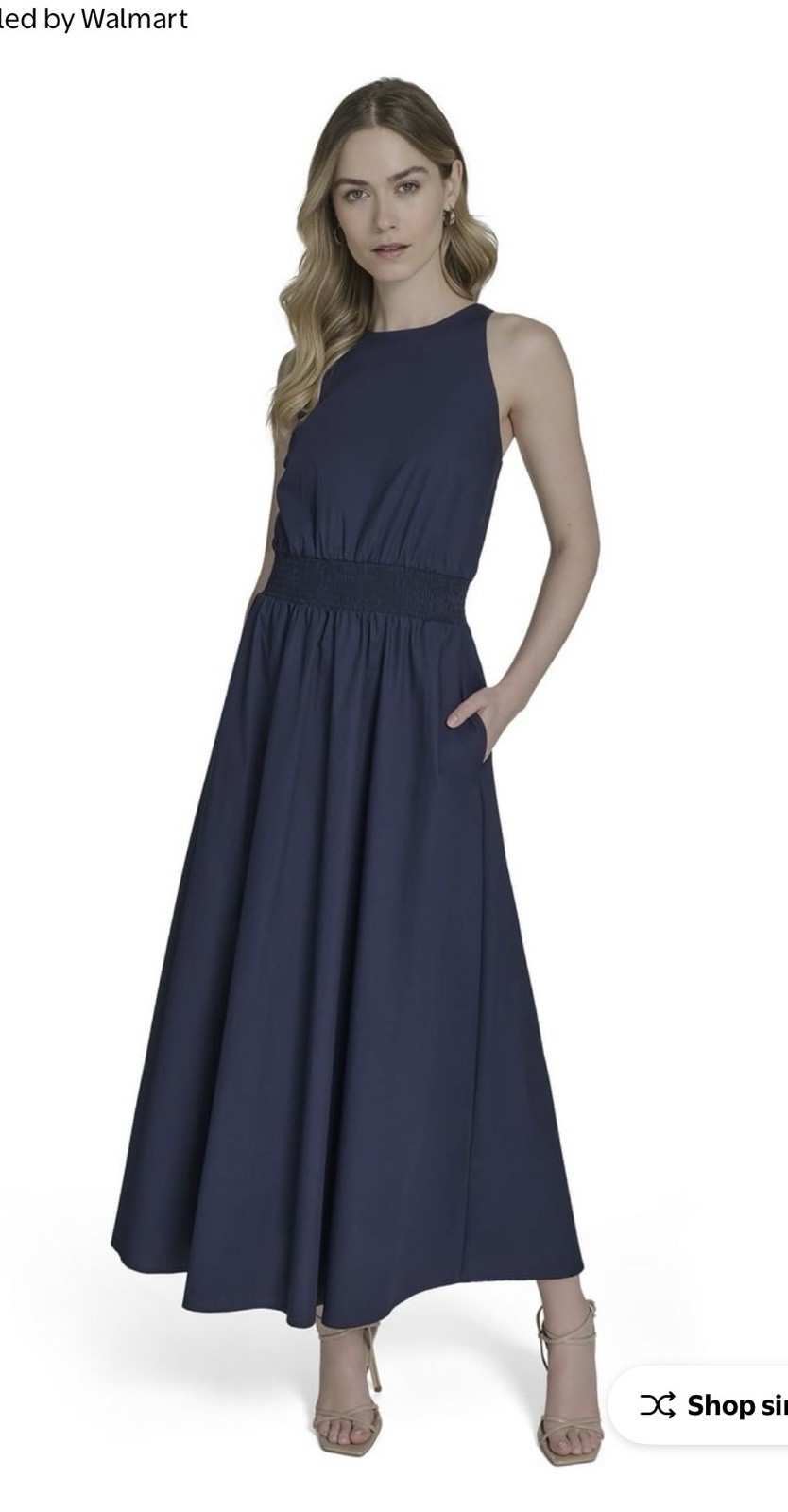 Woman’s Falling Flowers Navy XL Maxi Dress