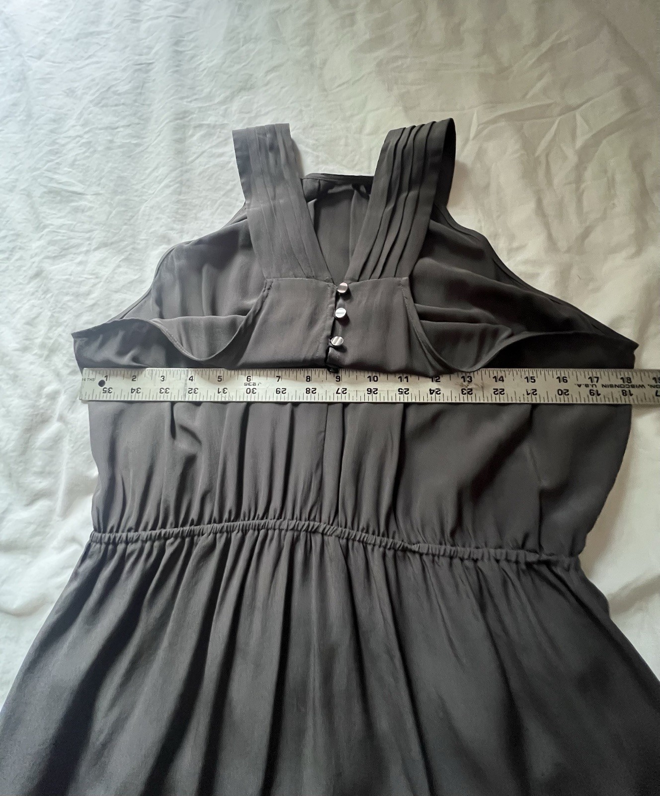 Anthropologie/ Trinity 100% Silk charcoal grey blouson mini Cocktail dress