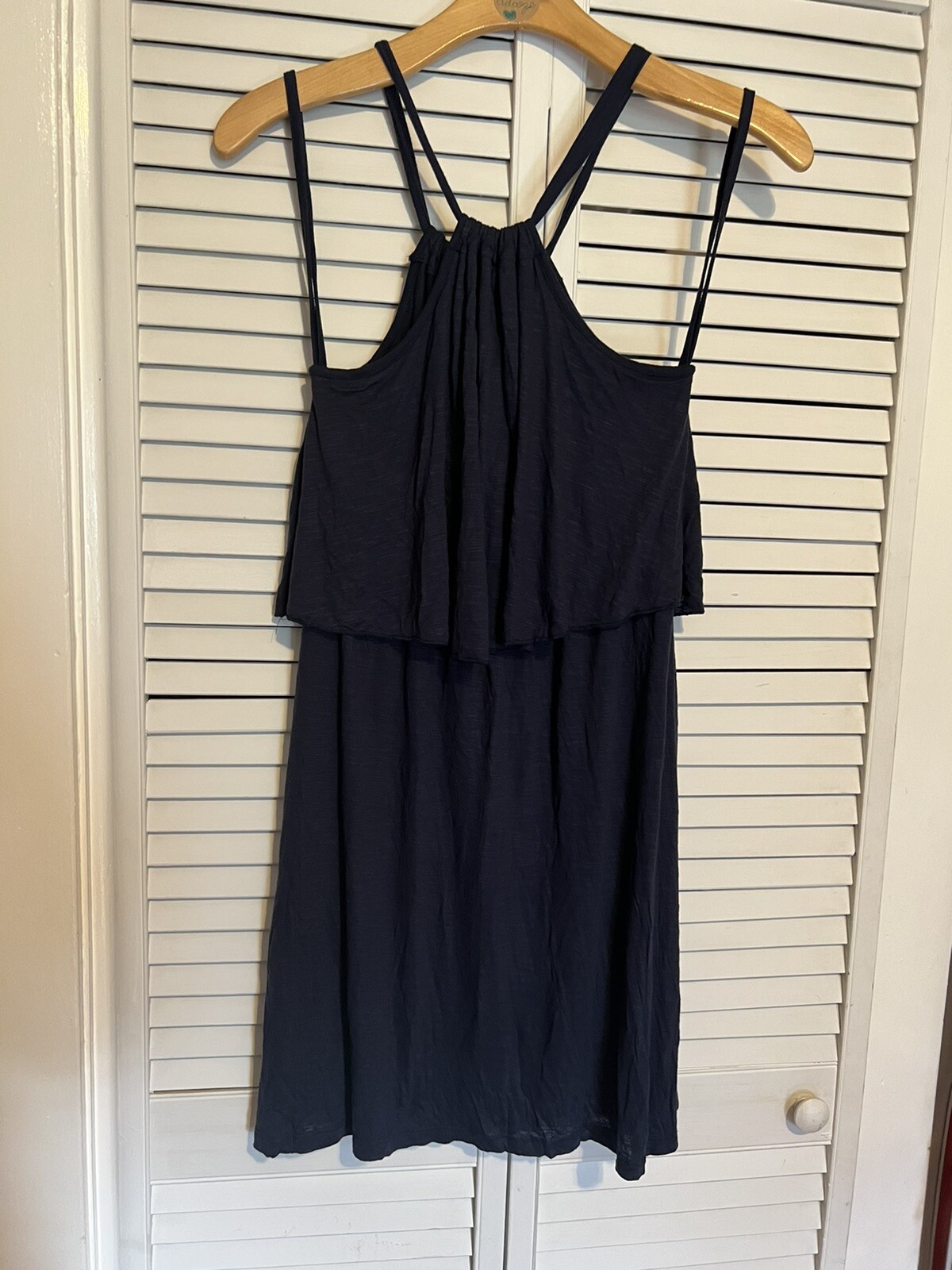 BLUE ISLAND Women’s Small S Dress Halter Strap Sun Cover Up Summer Viscose Blue