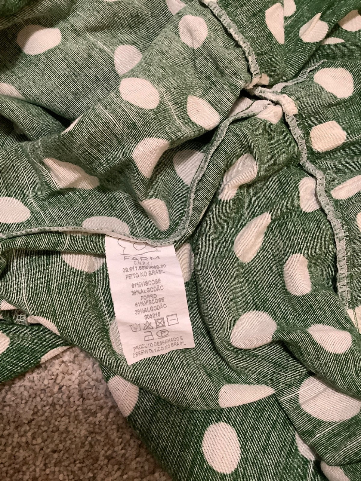Farm Rio Green and White Polka Dot Maxi Dress Brazil medium