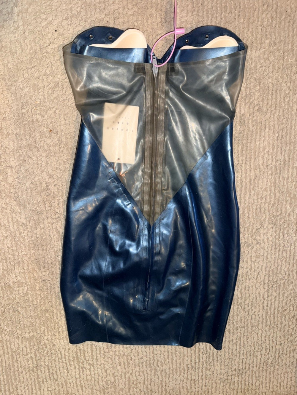 BUNNY LATEX MINI DRESS PEACOCK BLUE XS Rhinestone Festival