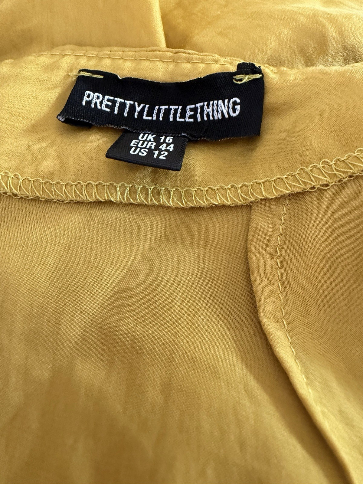 PrettyLittleThing Mustard Yellow Satin Halterneck Backless Maxi Dress Size 12