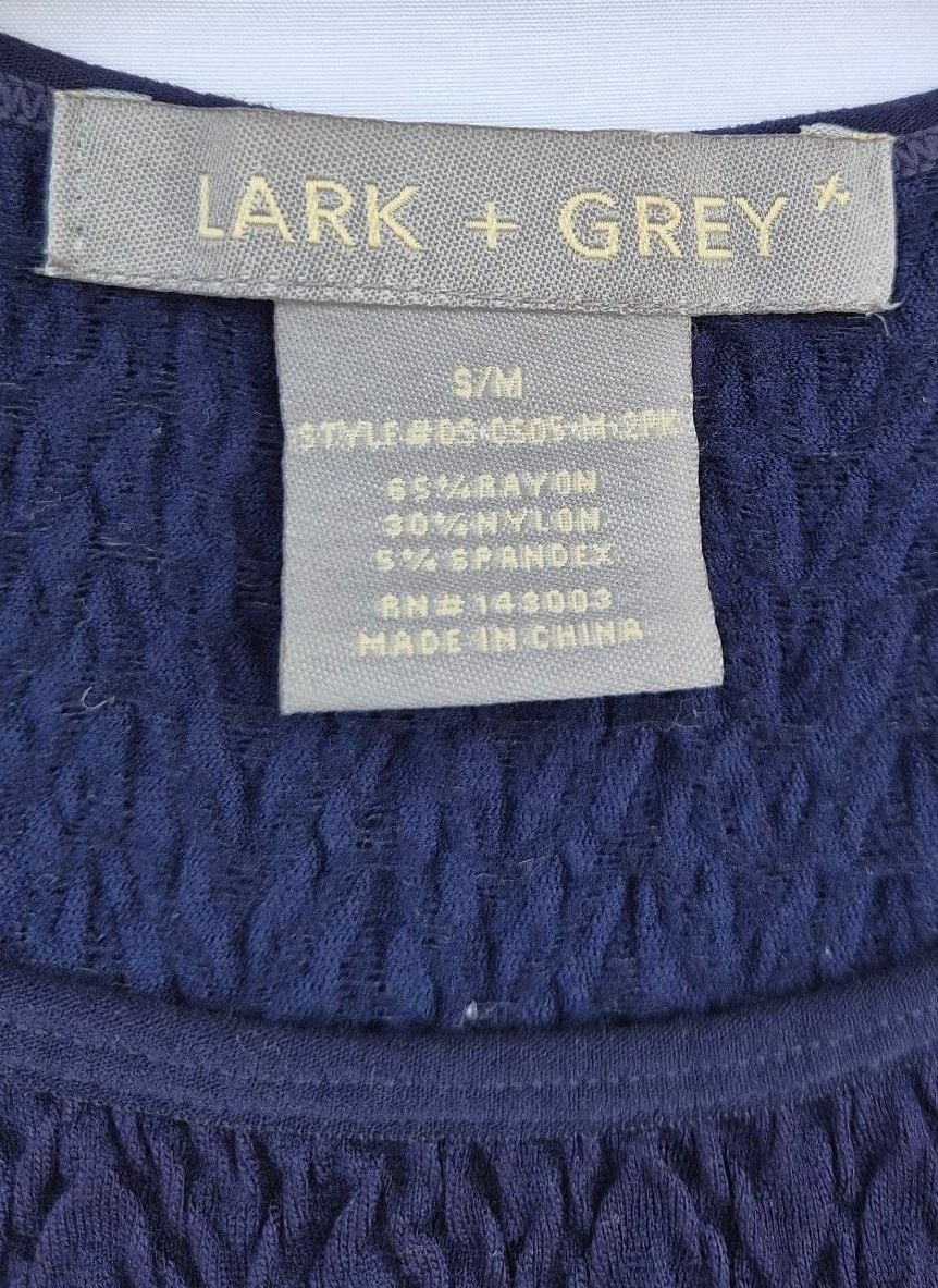 Lark + Grey Navy Blue Sleeveless Smocked-Bodice Maxi Dress
