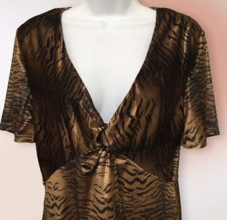 MINKPINK V Neck Tiger Twist Mini Dress M/L NWT