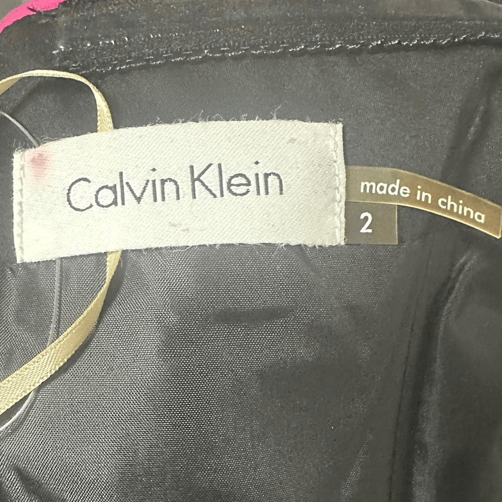 Calvin Klein Y2K 90’s Strapless Black & Neon Pink Dress Sz 2 Preowned