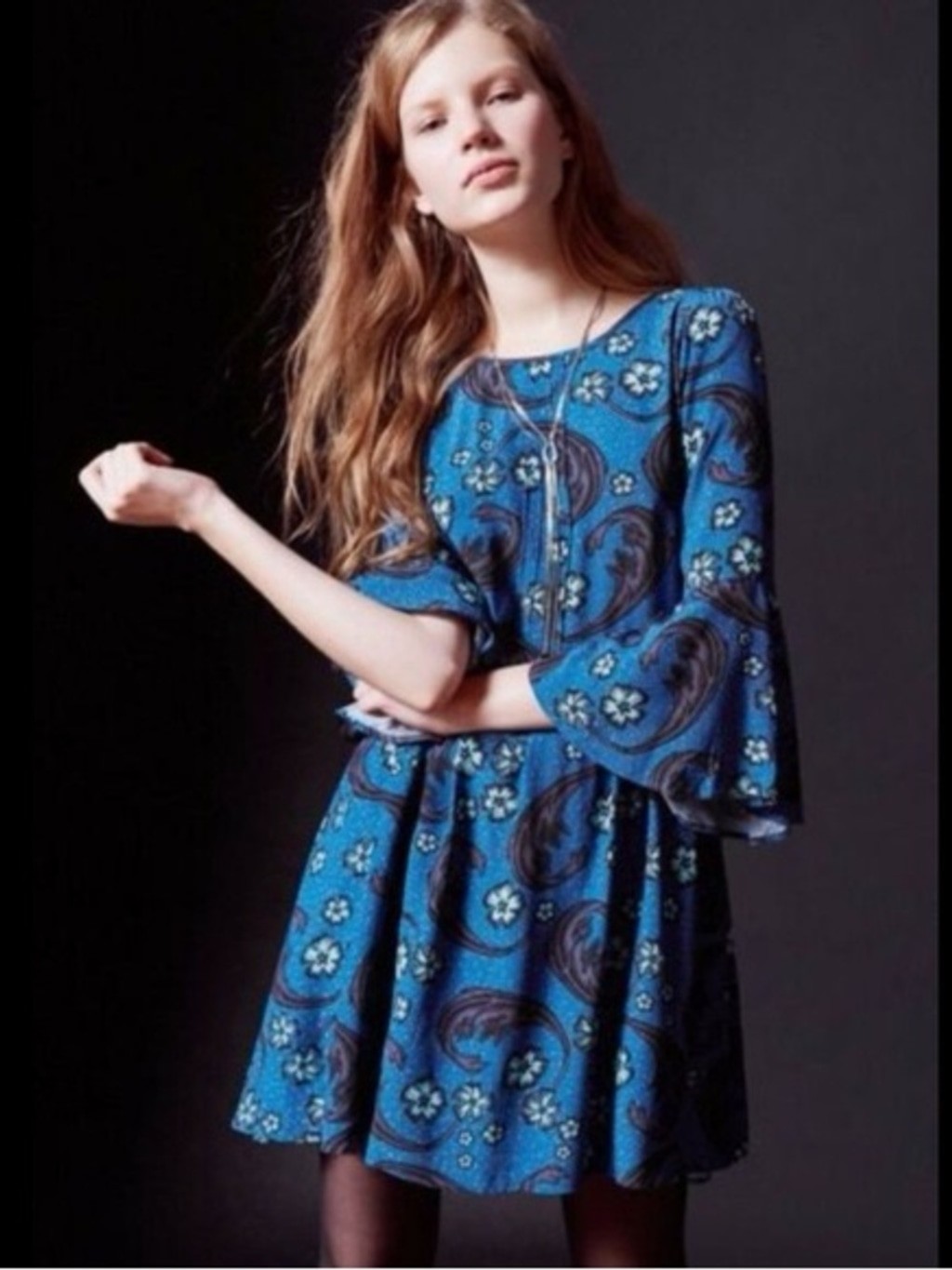 For Love & Lemons Bell Sleeve Paisley Mini Dress Size Small