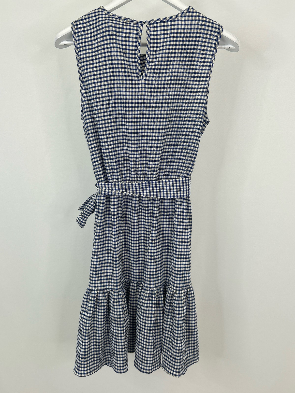 Anne Klein NWT Check Gingham Classic Ruffle Size 6 Blue and Ivory Women Dress