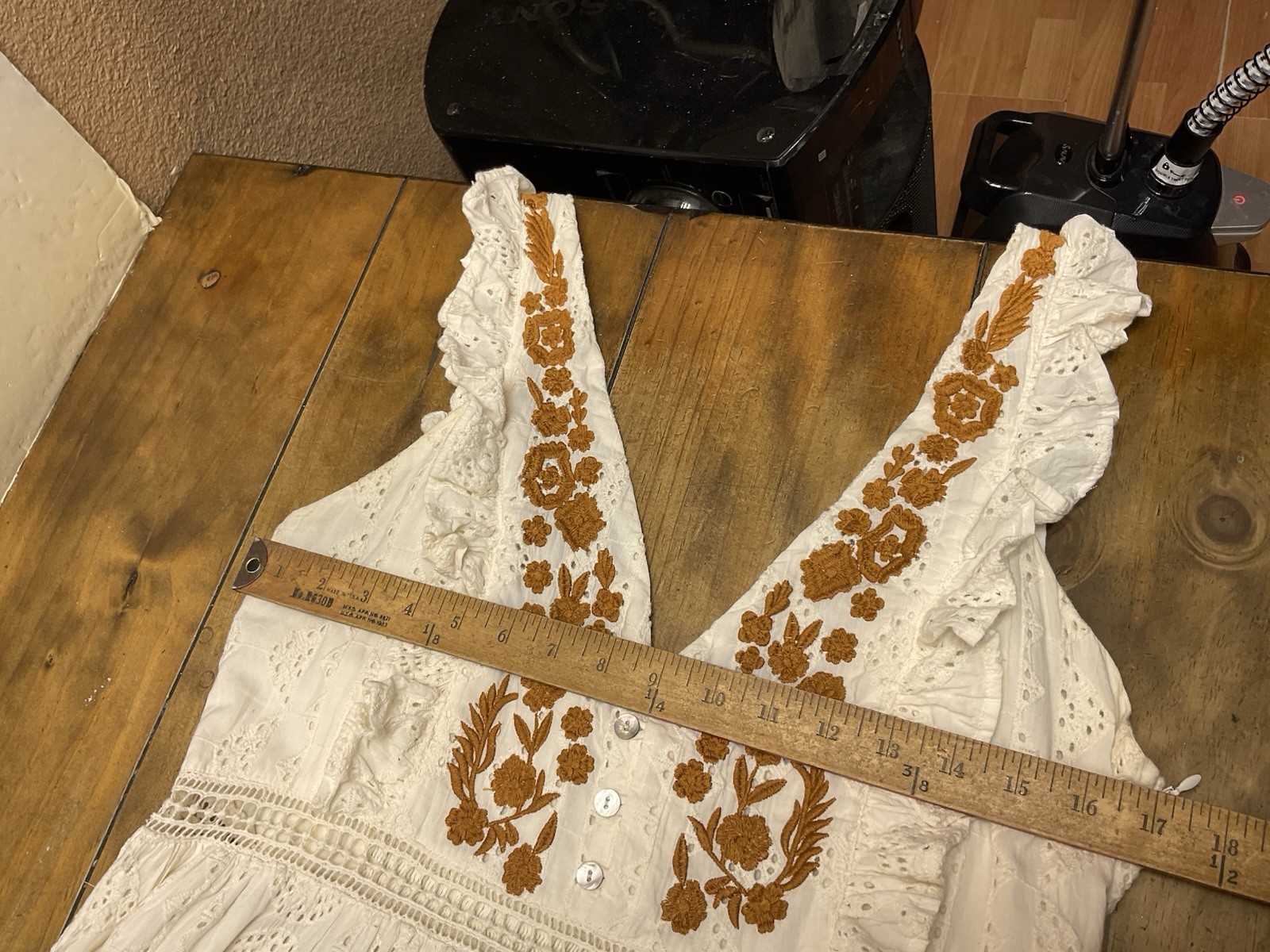 Anthropologie Allison New York Esperanza Embroidered Eyelet Maxi Dress Large