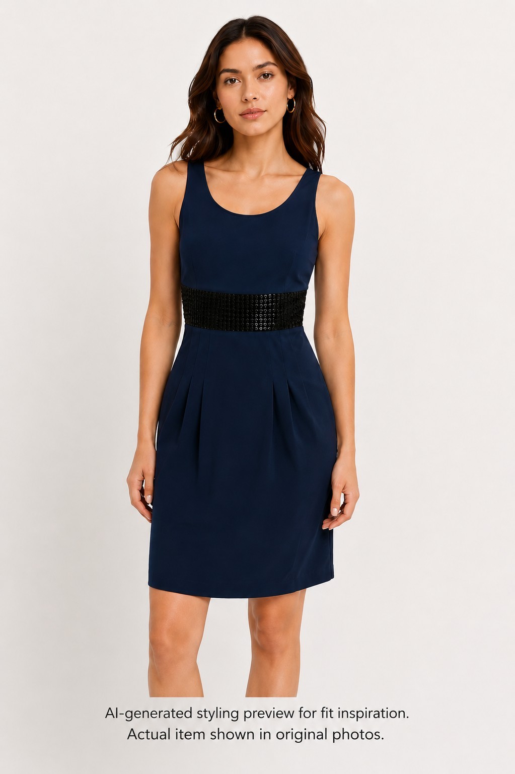 Armani Exchange NWT Navy Blue Cocktail Dress Size 0 Black Sequin Waist Sleeveles