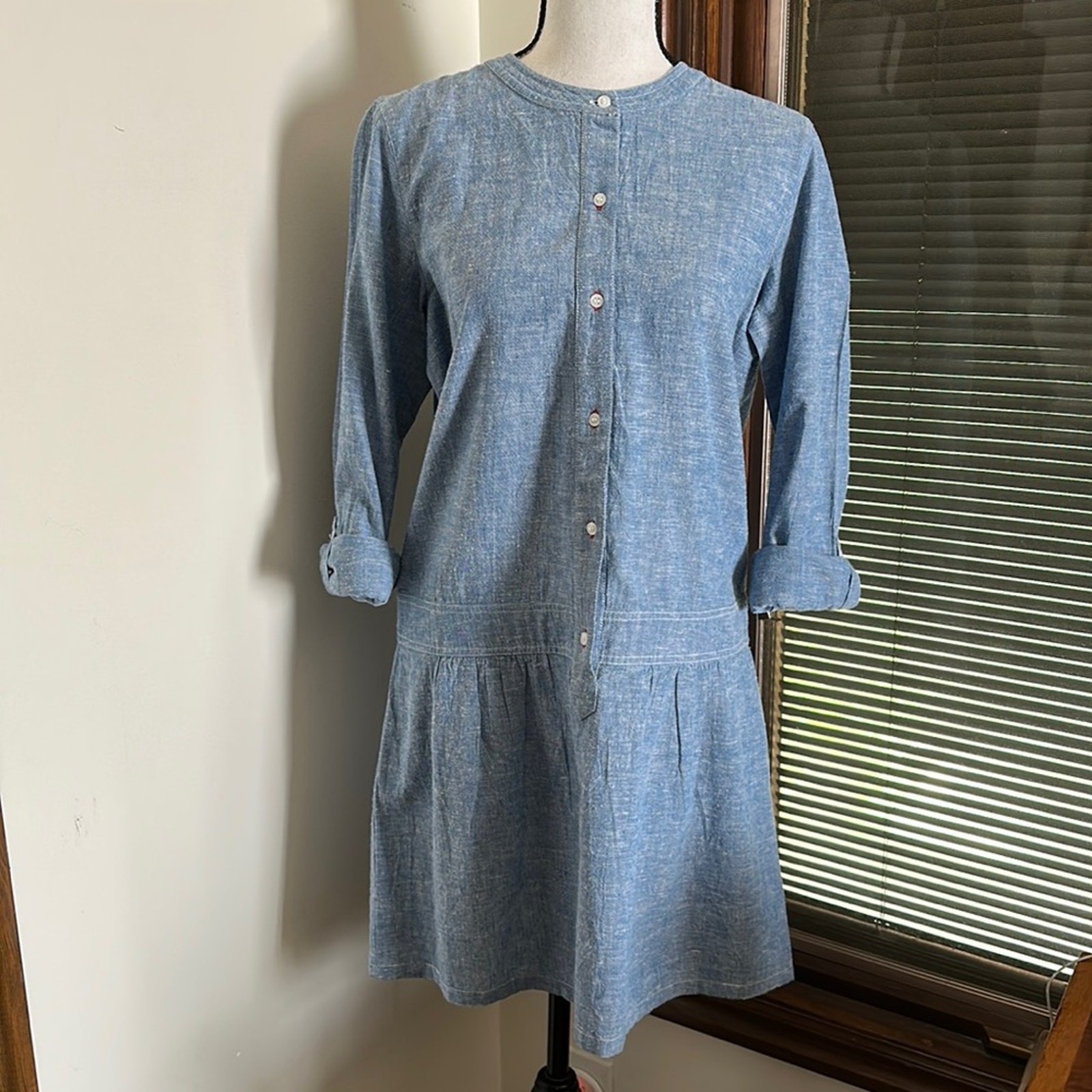 Soft Joie | Amiri Cotton-Linen Roll-Sleeve Dress Size S
