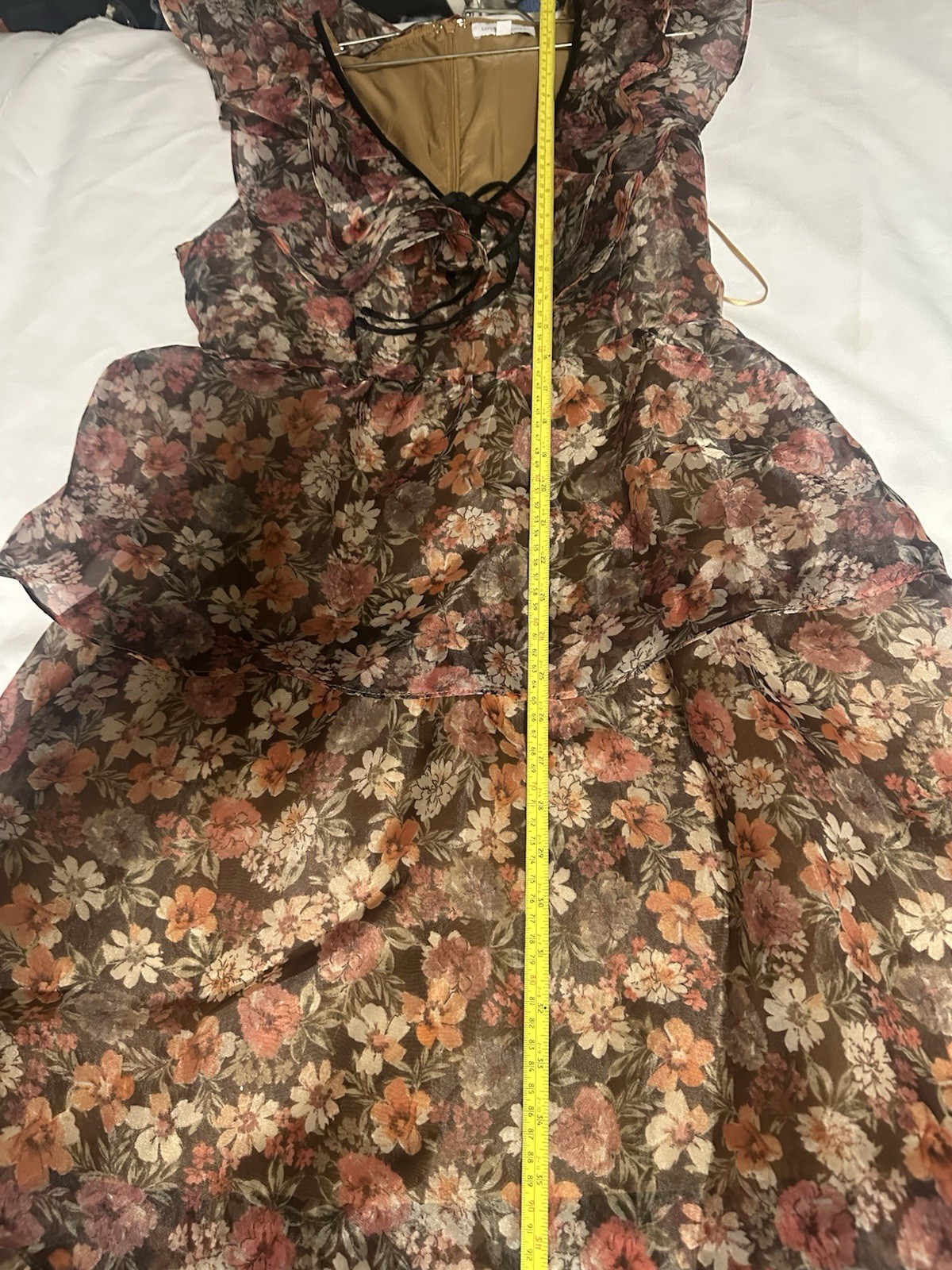 Lost + wander botanique floral long dress ruffle tiered v-neck short sleeve MD