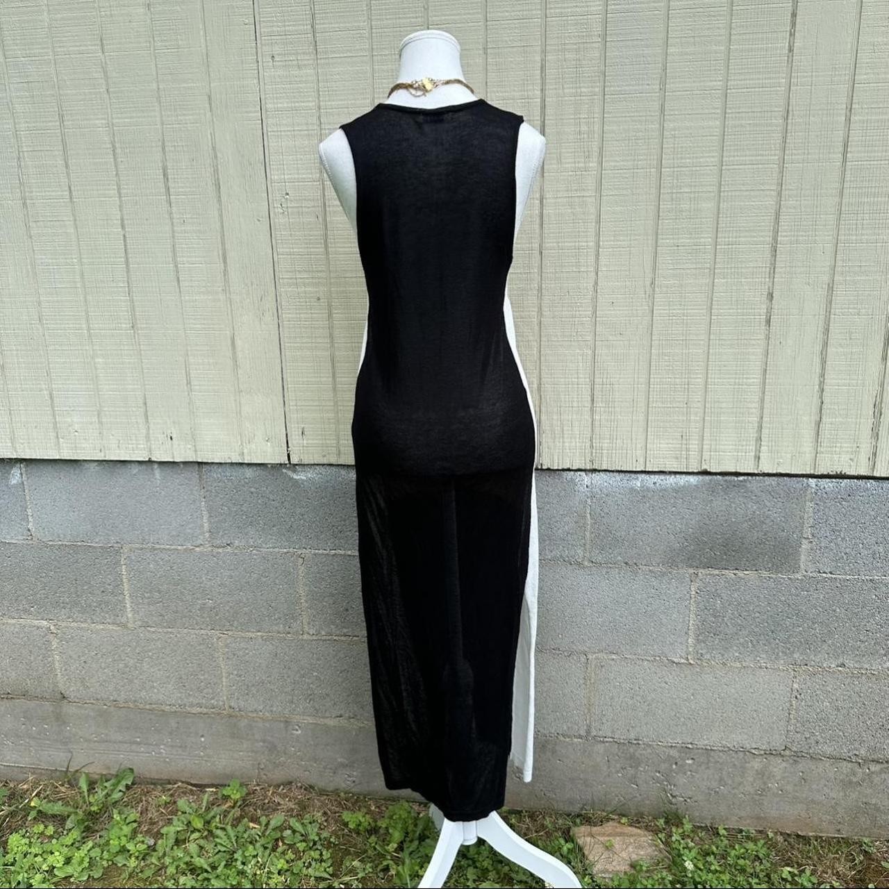Suzy D black, beige, and white color-blocked maxi dress
