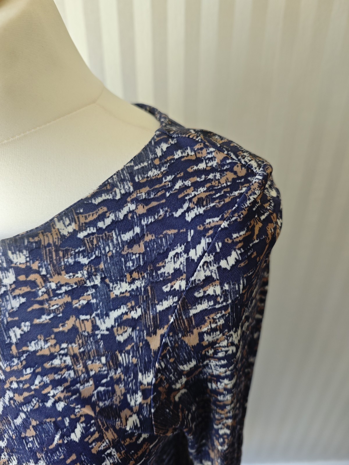 Ghost London Blue Bronze Ruched Formal Evening Dress Size 10 .
