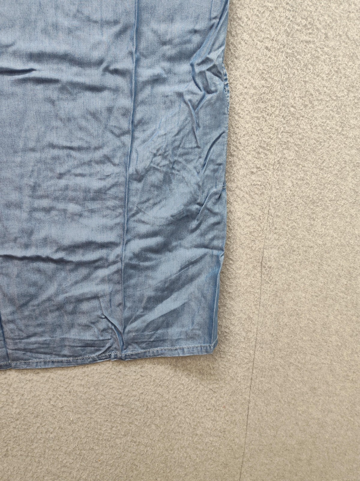 Caslon Dress Womens Large Blue Chambray Lace Up Scoop Neck Shift Short Sleeve