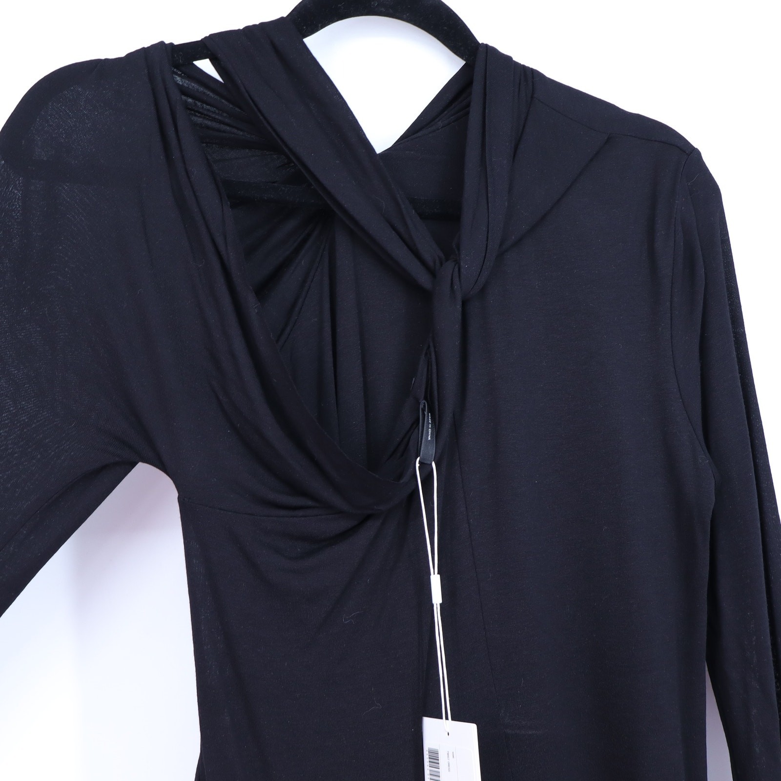 HELMUT LANG Asymmetric Mini Dress NWT Black Twisted Long Sleeve Women’s M