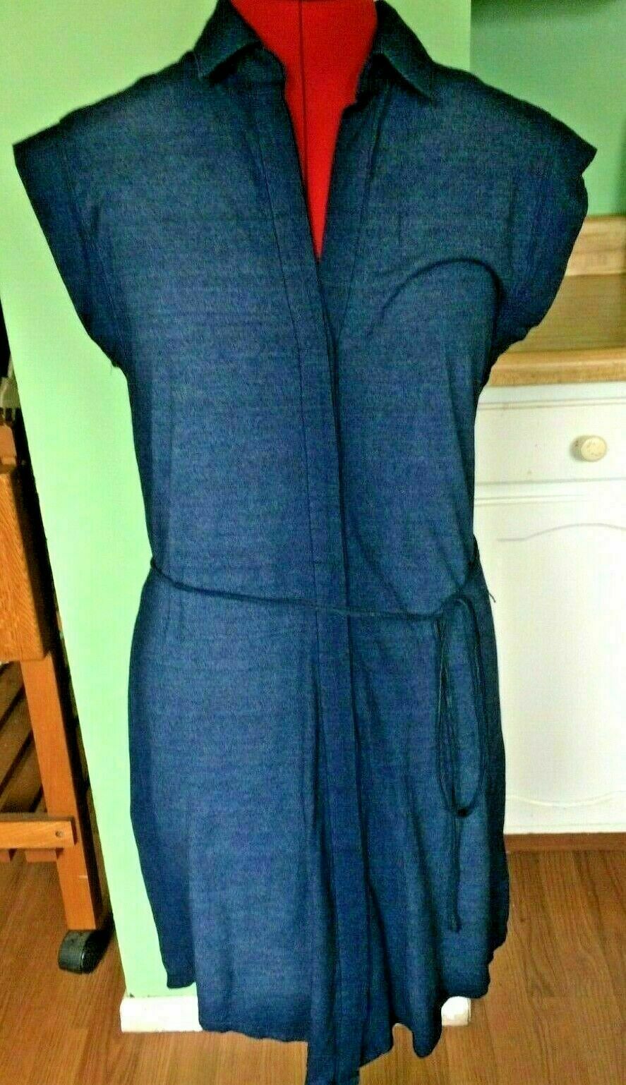 Anthropologie Cloth Stone Dress Jersey Denim Hidden Button SIZE XS XSMALL BLUE S