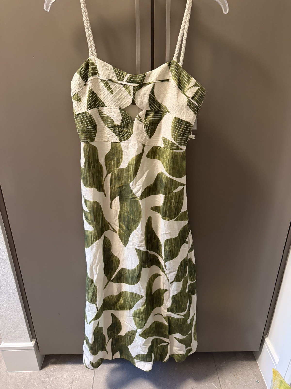 NWT $249 Antonio Melani M.G. Finley Linen Blend Sweetheart Neck Maxi Dress sz6