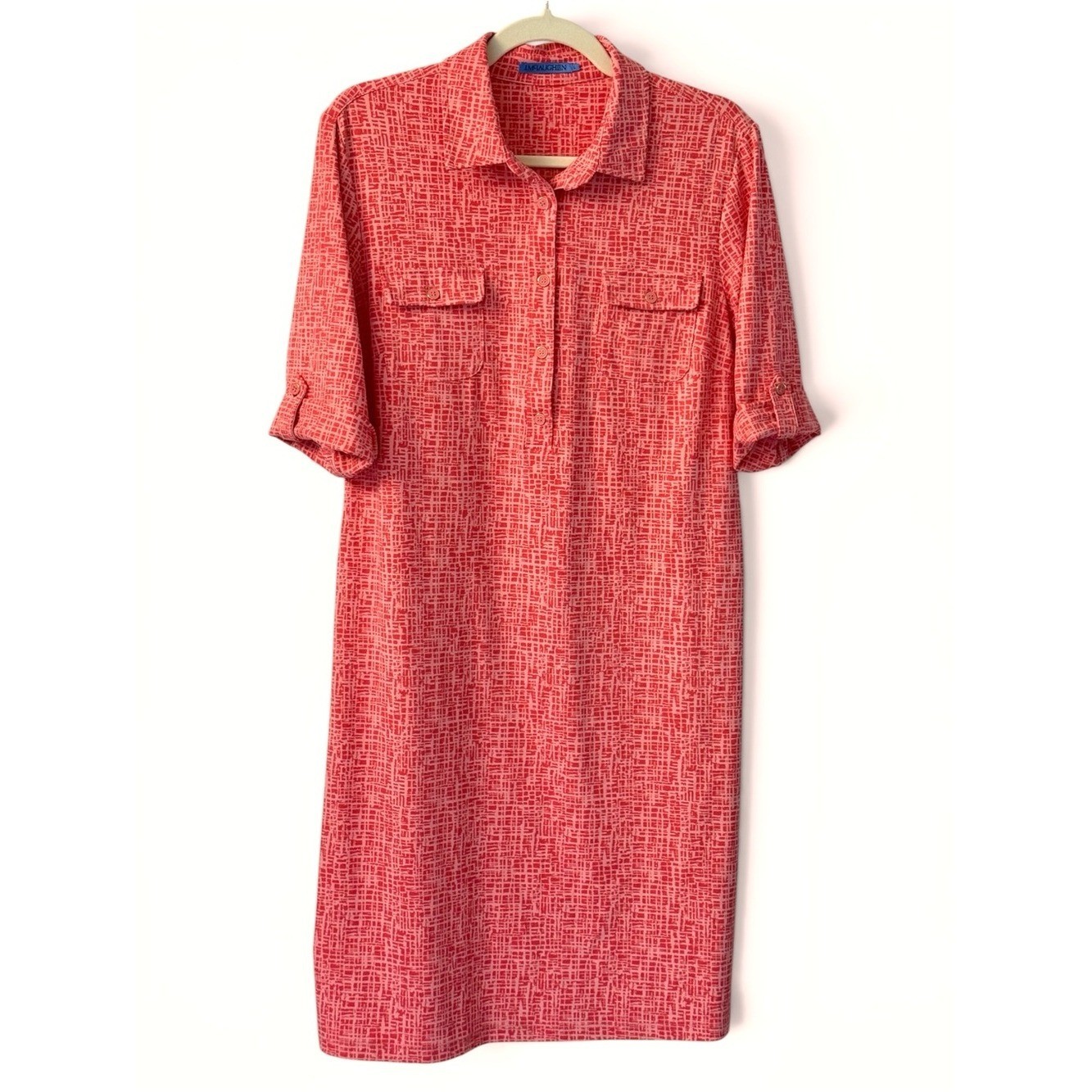 J McLaughlin Lawrence Dress in Cross Hachure Coral/Light Coral Catalina size L