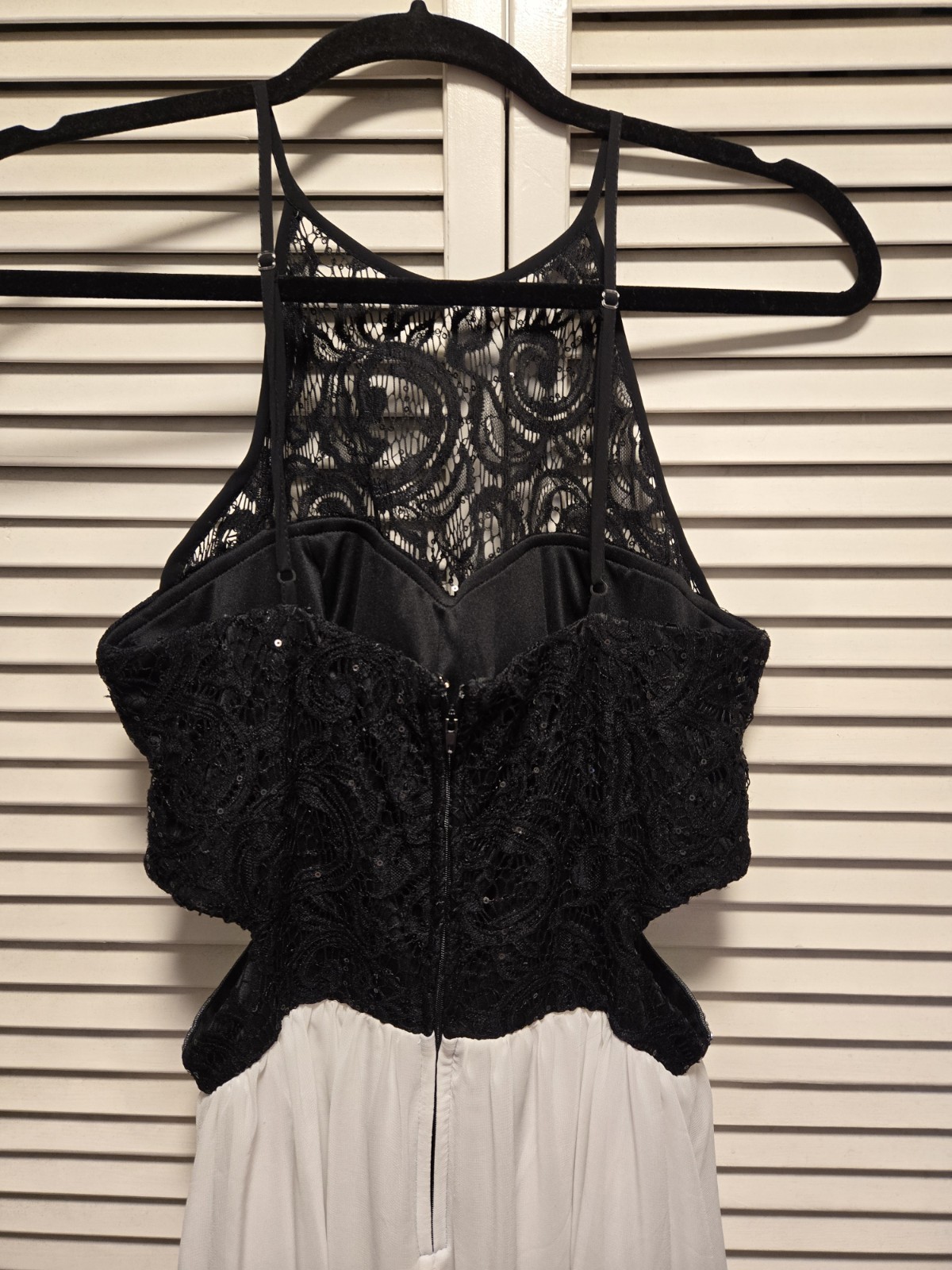 Speechless Juniors Women Black White Lace Infinity-Waist Gown Dress Size 11