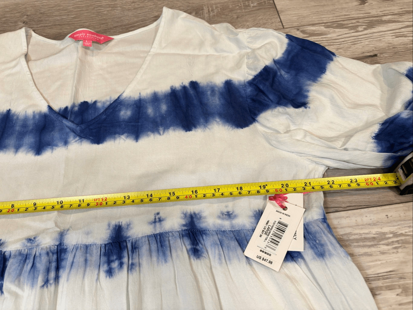 Simply Southern blue and white tie-dye knee length midi dress size L