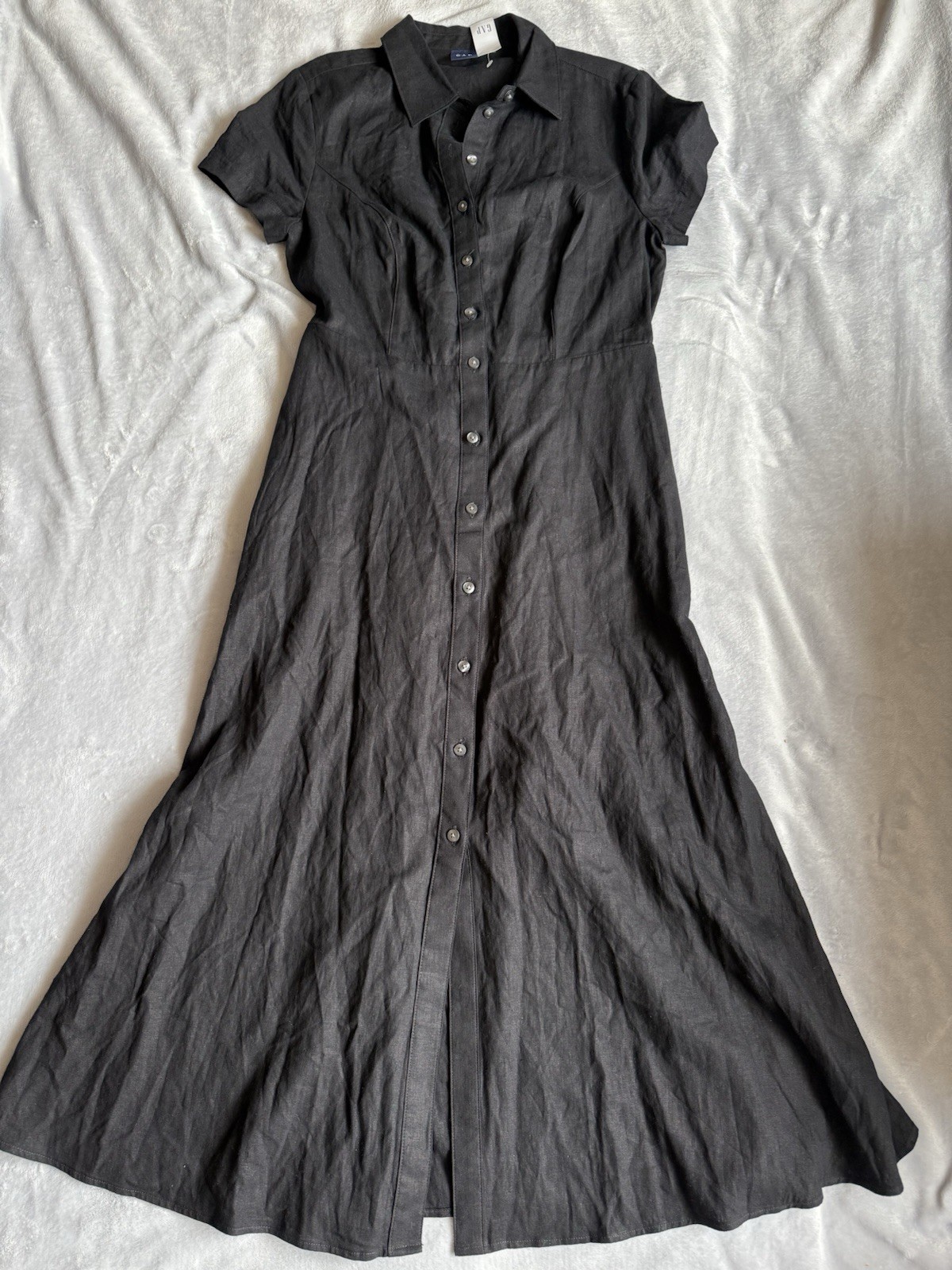 Gap Linen Blend Black Midi Shirtdress Size Tall S NWT RT$98