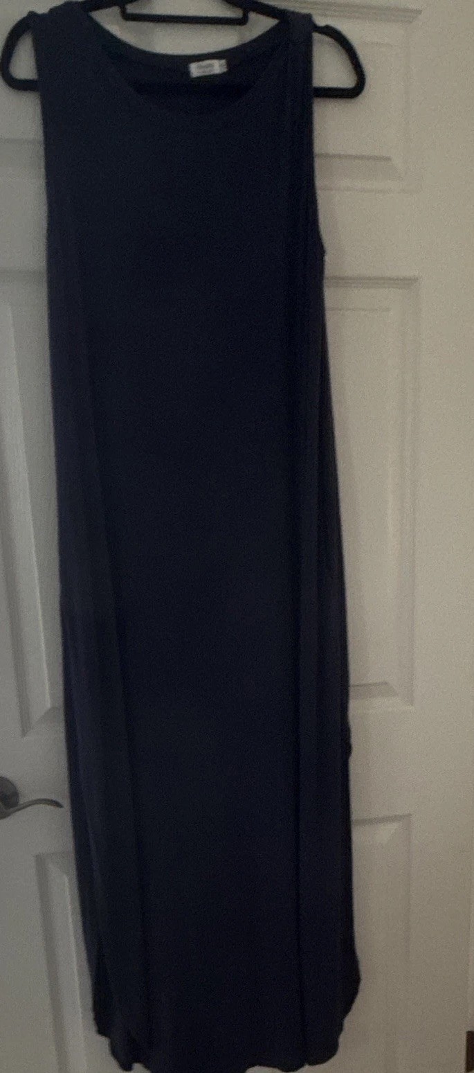 Hount Women’s Navy Solid Scoop Neck Sleeveless Maxi Dress Long Regular XXL