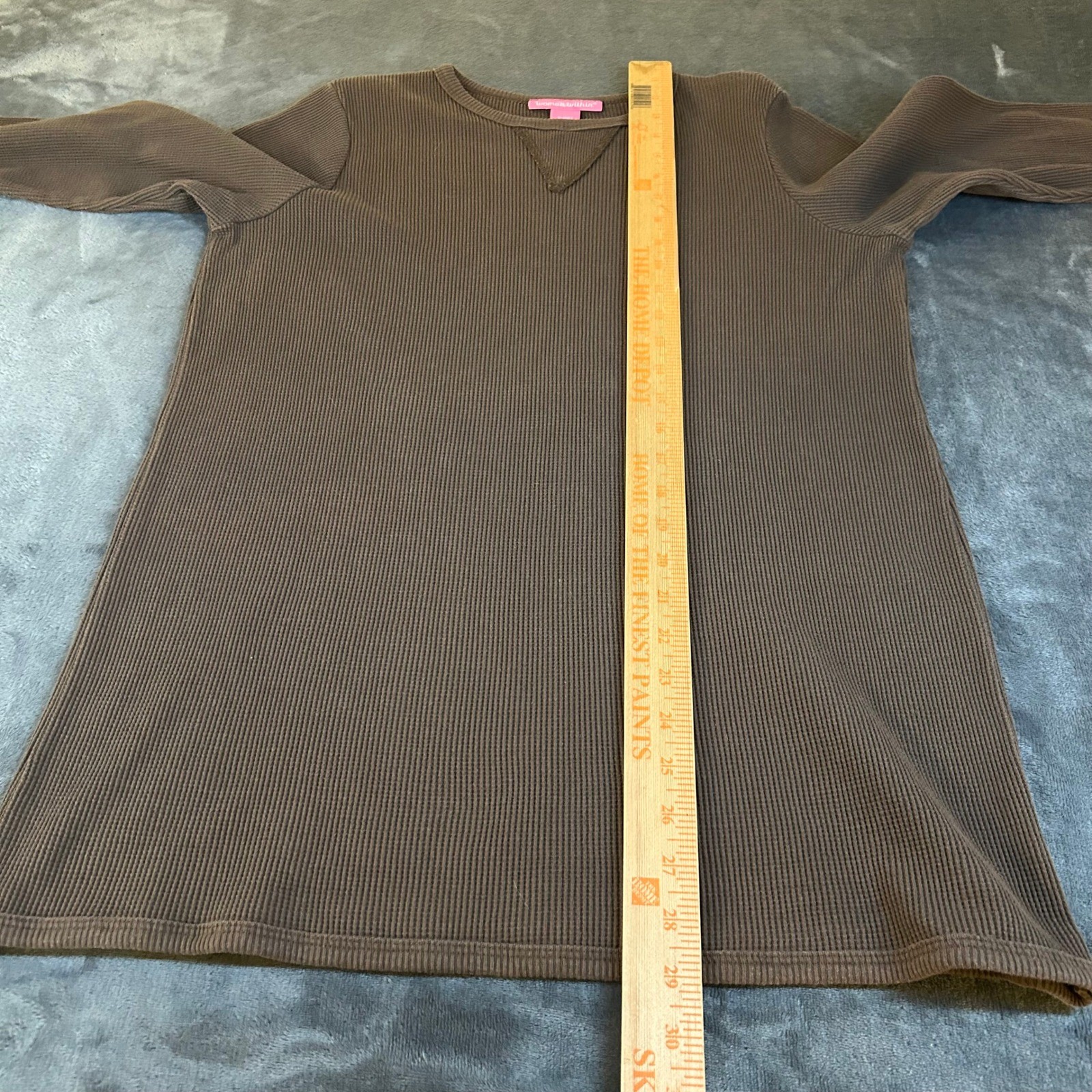 Woman Within Long Sleeve Ribbed Knit Mini Dress Brown Navy Womens Medium M