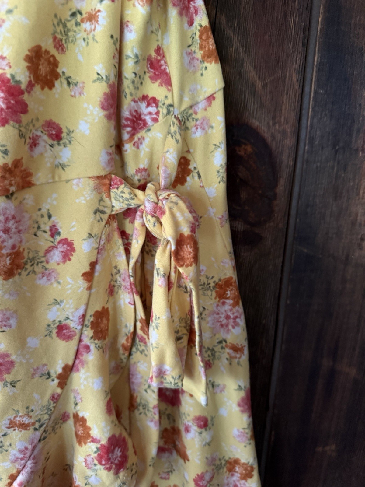 Altar’d State Yellow Floral Tie-Waist Dress Women’s Large
