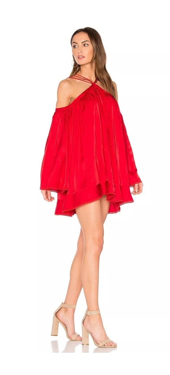Winona Astrid Dress Size AU 12 US 8 Red Cocktail BNWT RRP$219 Long Sleeve Pleats