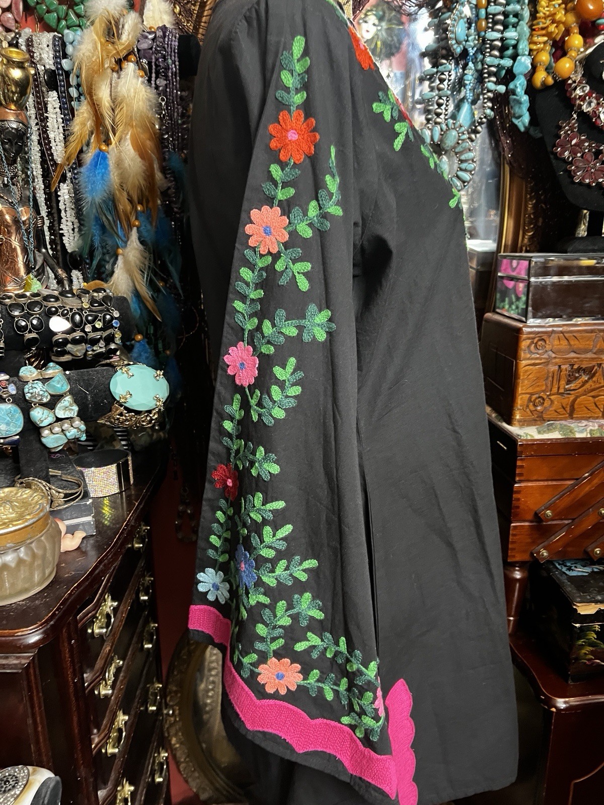 BEAUTIFUL IDIOLA DESIGNS MEXICAN EMBROIDERED PACHAMAMA ANGEL DRESS WEDDING L