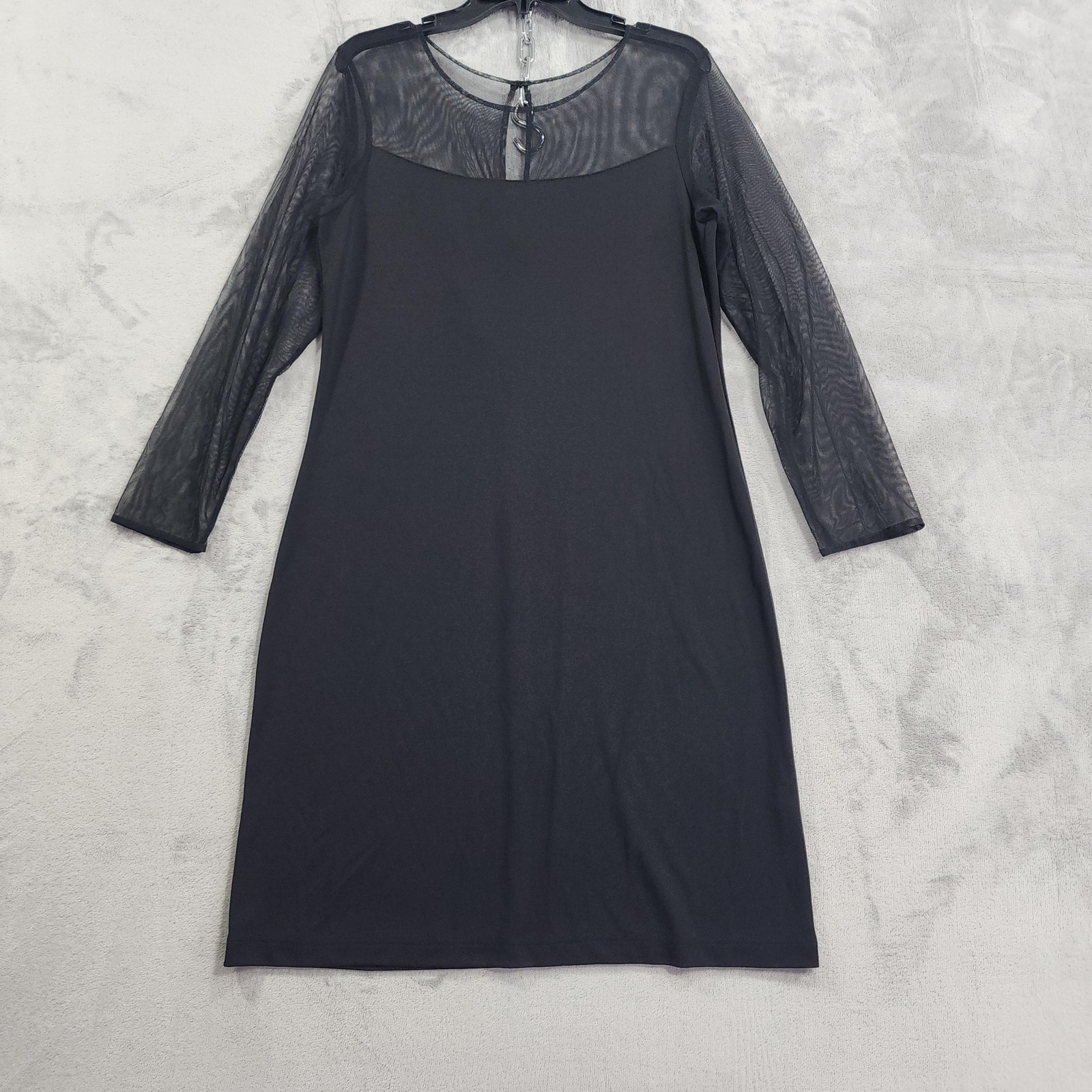 Donna Ricco New York Dress Womens 16 Black Sheer Long Sleeve Sheath Party Formal