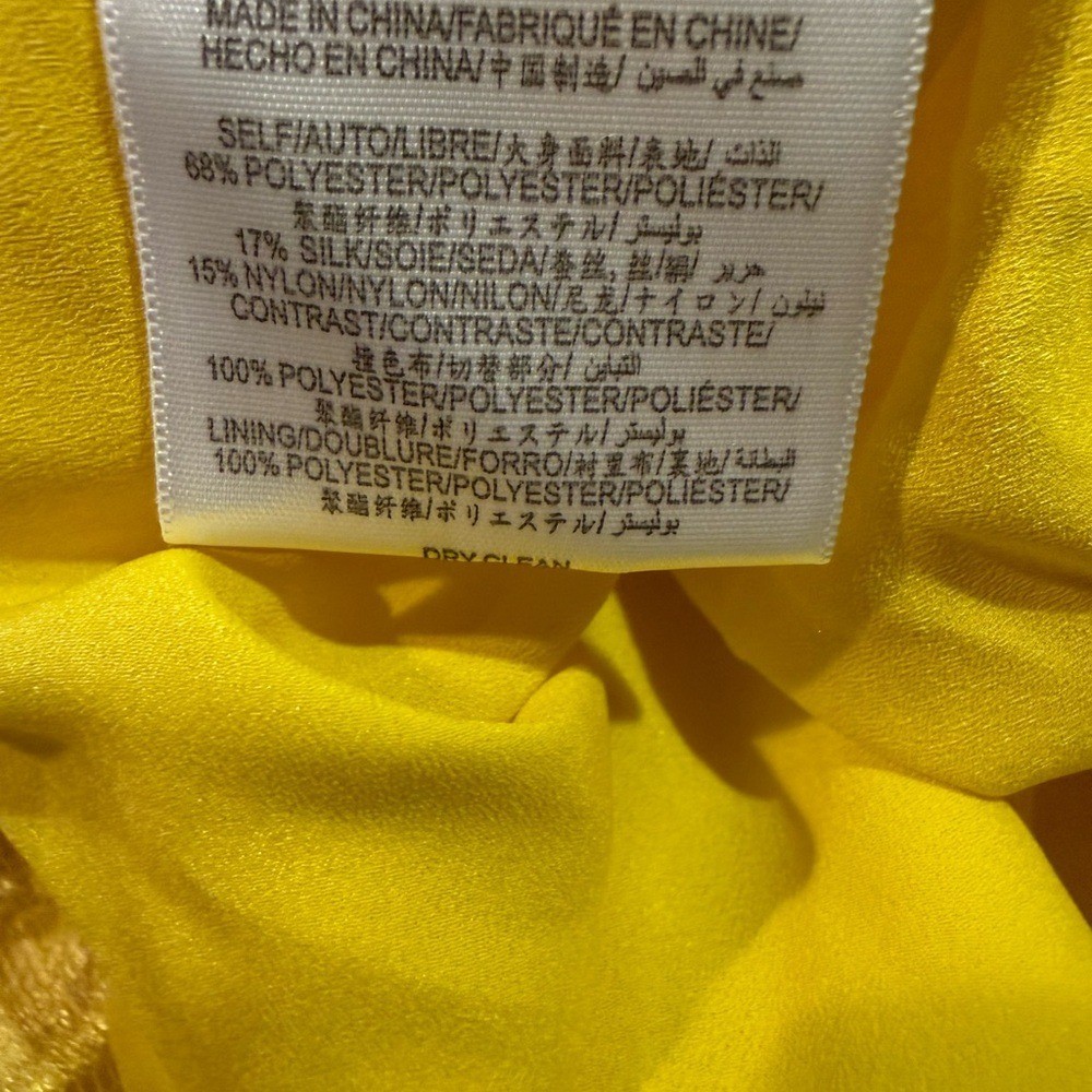 BCBGMAXAZRIA Yellow Jacquard V-Neck Open Back Cocktail Dress Size 0 VWX6P907