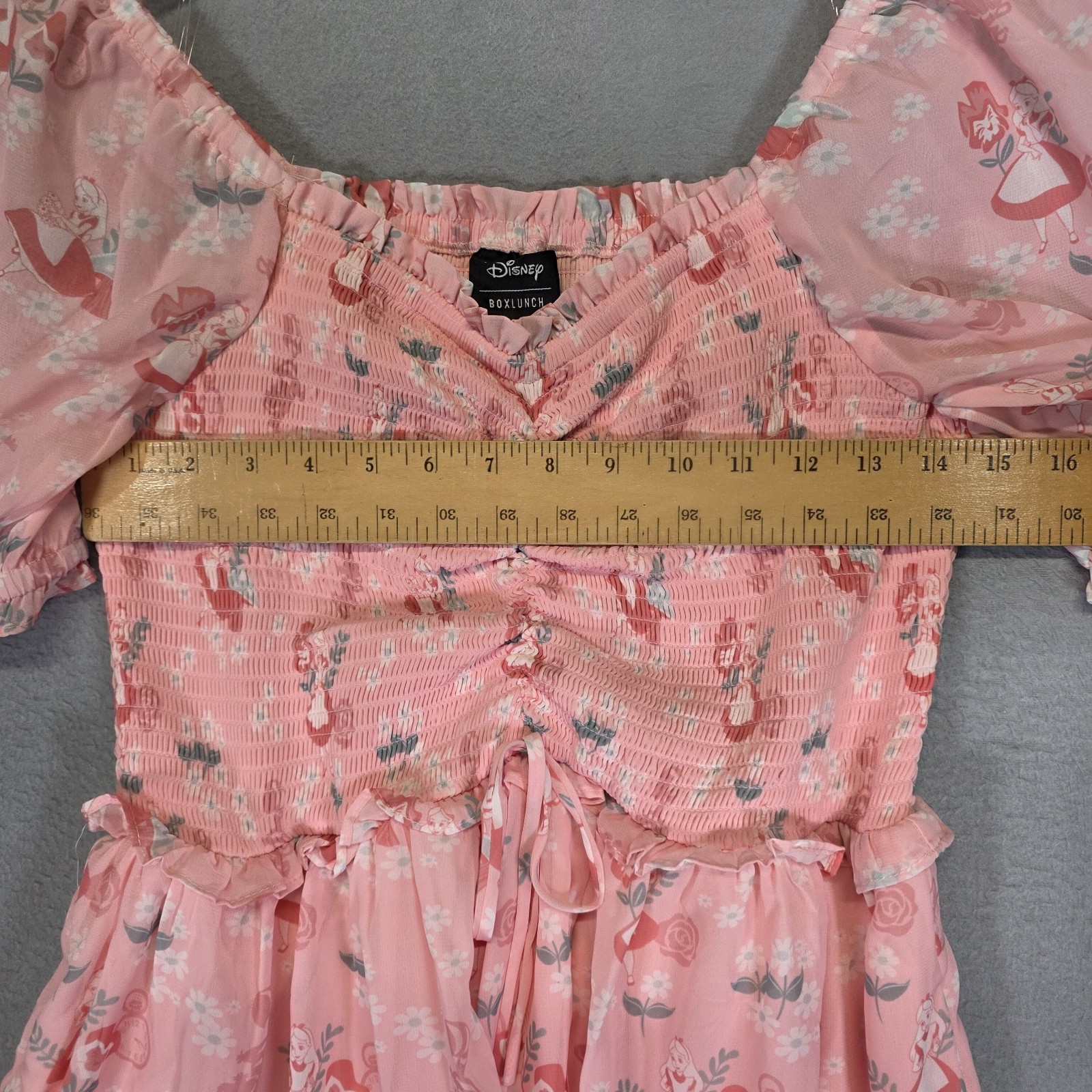 New Disney BoxLunch Smocked Dress Large Pink Alice in Wonderland Her Universe
