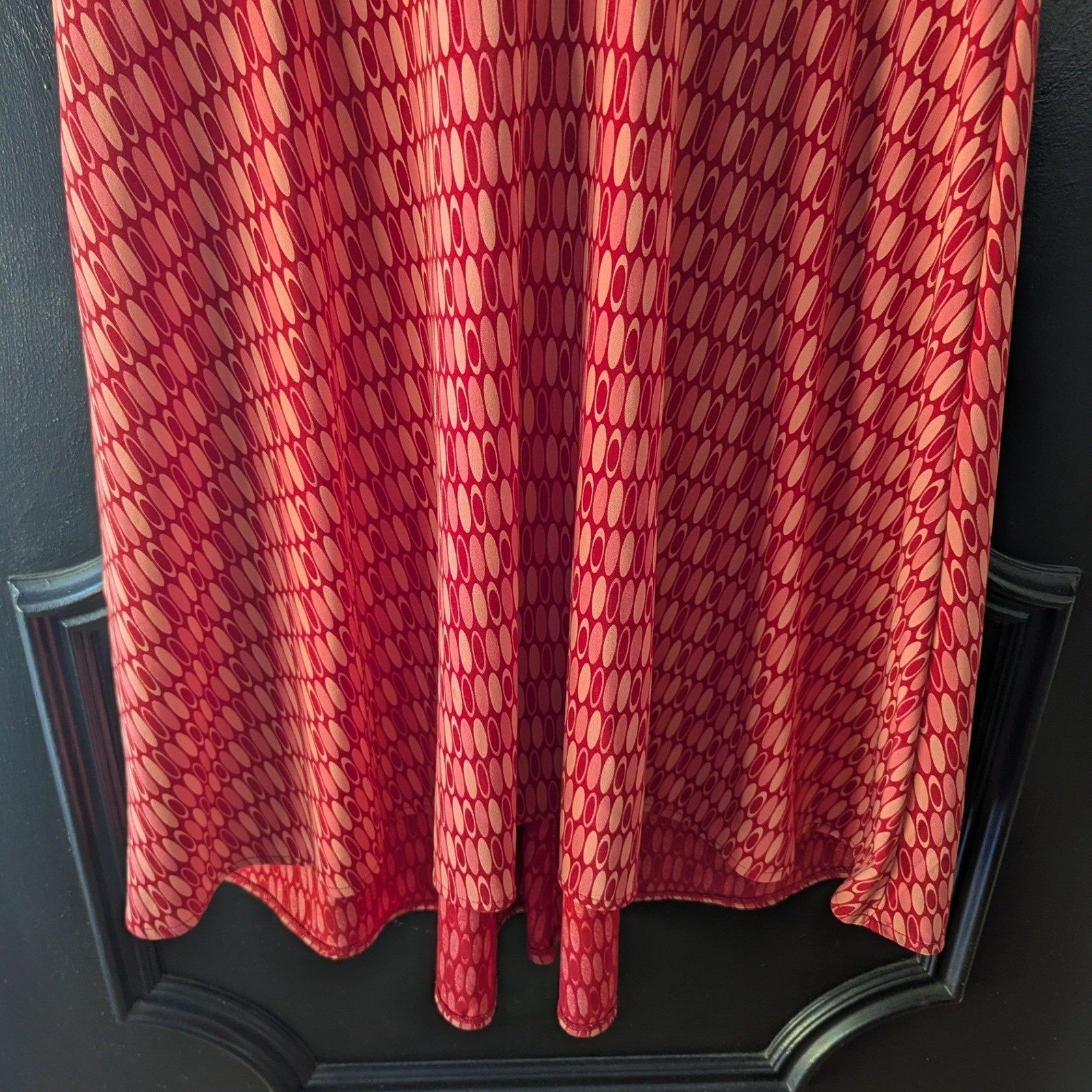 Vtg Y2K Old Navy Red Drop Waist Geometric Print V-Neck Midi Dress Womens Sz S