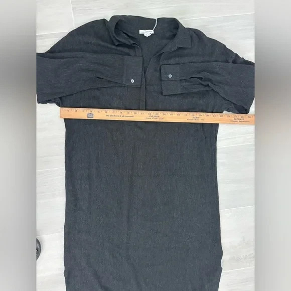 James Perse Charcoal Virgin Wool Blend Long Sleeve Shirt Dress SZ 2 (US M)NWOT