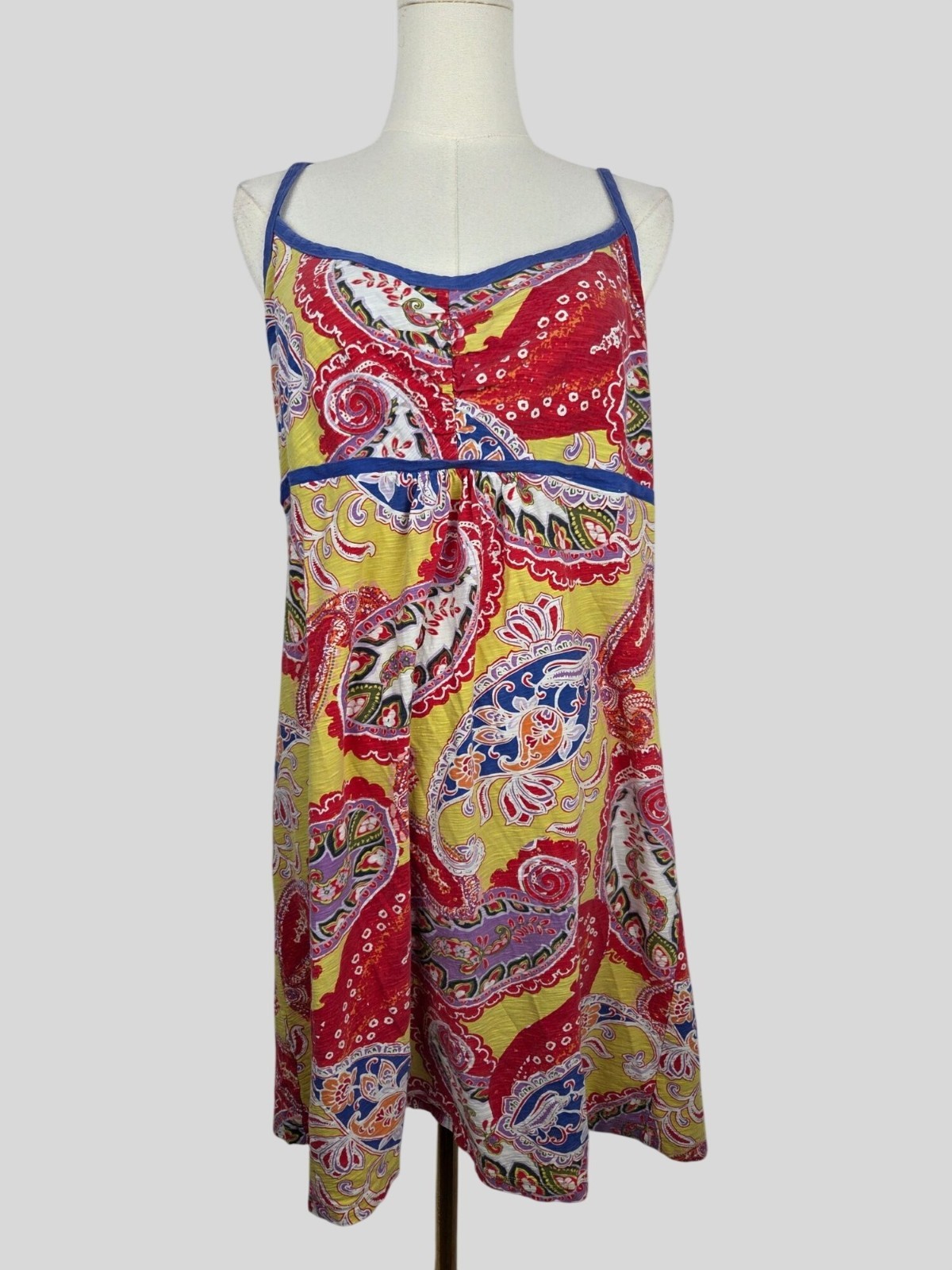 Tommy Bahama Paisley Sundress L Red Sleeveless Boho Tropical Coastal Sundress