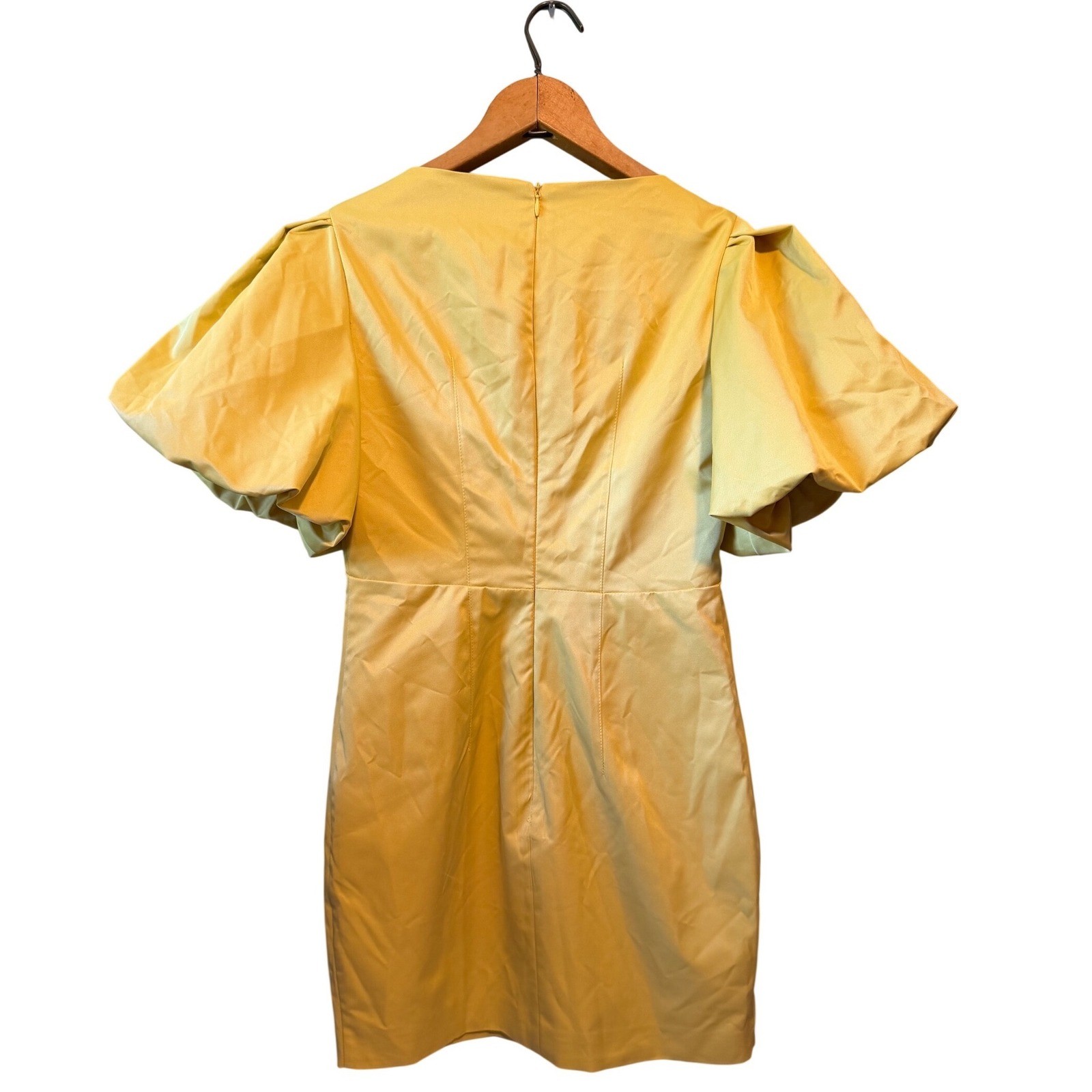 DO+BE Womens Yellow Bell Sleeves Deep V-Neck Mini Dress Mustard Size Small