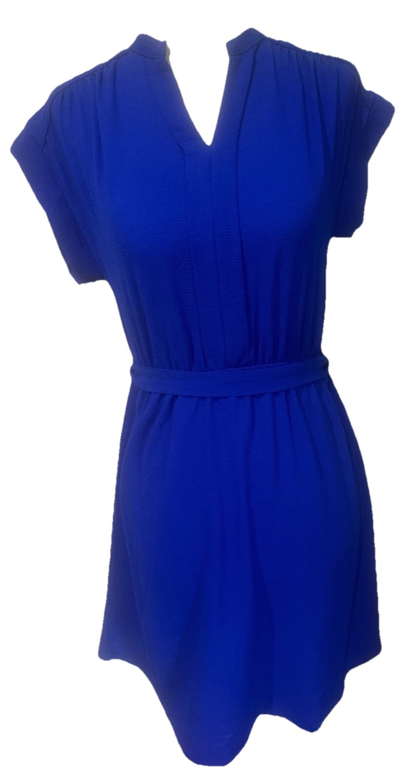 Monteau Los Angeles Royal Blue Short Sleeve Dress W/ Bow Belt Size Small New NWT