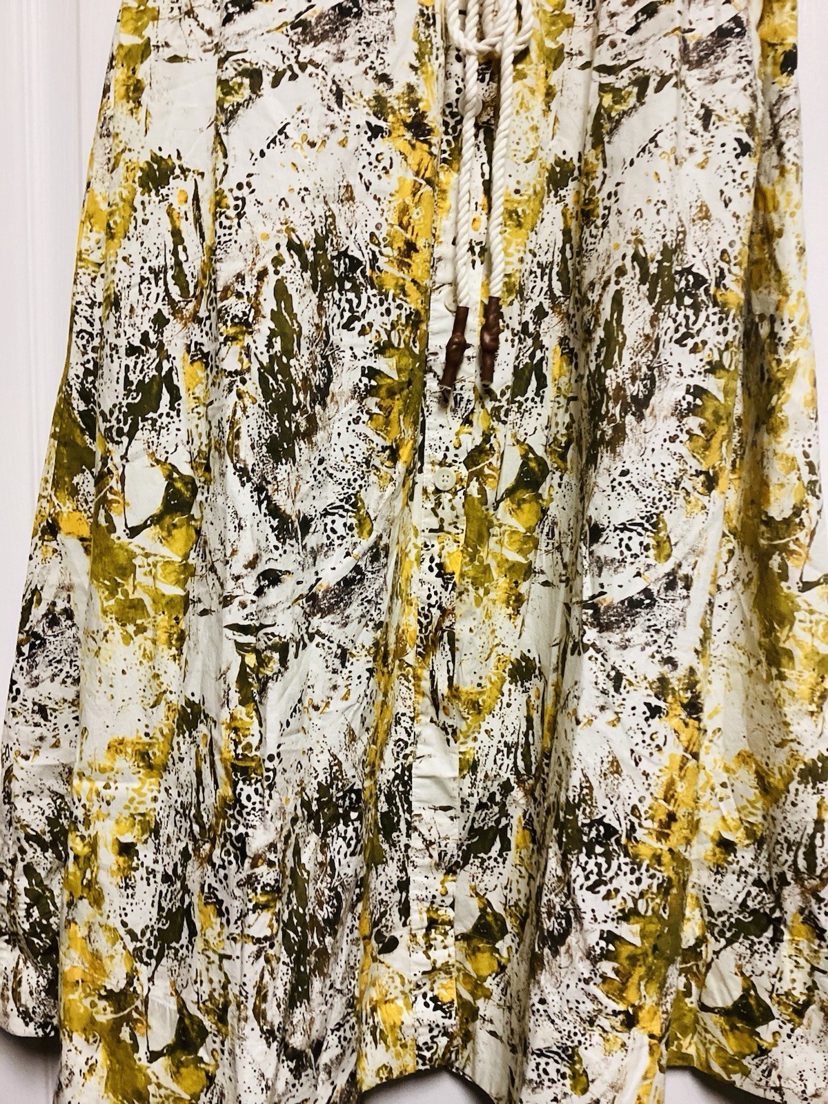 NWT $180 Banana Republic Yellow Camo Splatter Pocket Midi Shirt Dress Sz Small