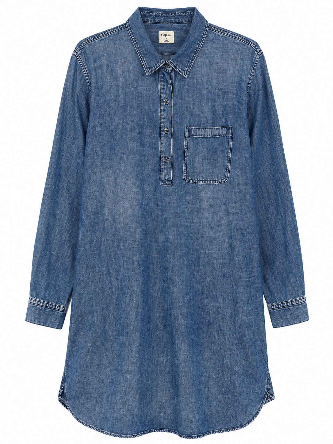Gap 1969 Women’s Denim Chambray Popover Shirt Dress Size XL Long Sleeve Tunic
