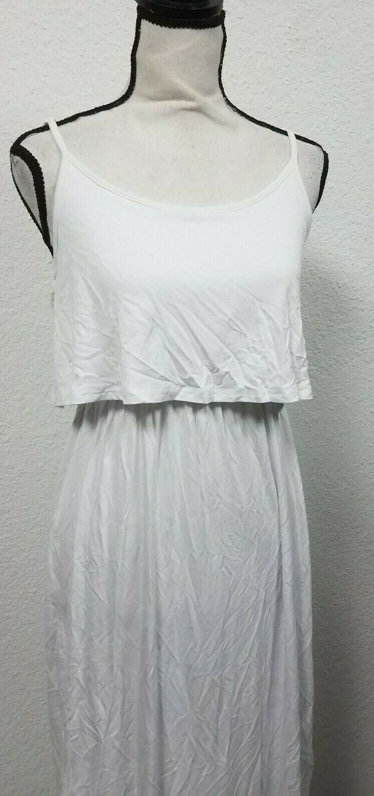 LILBETTER Women’s Adjustable Strappy Split Casual Midi Dress, White, Small