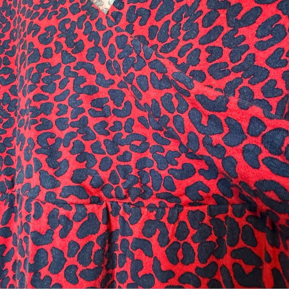 ASOS Red Navy Blue Leopard Print Wrap V-Neck Skater Dress 3/4 Sleeve Size US 4